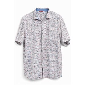 Tommy Bahama Nova Wave Mens Button Up Shirt Cocktail Print Short Sleeve L
